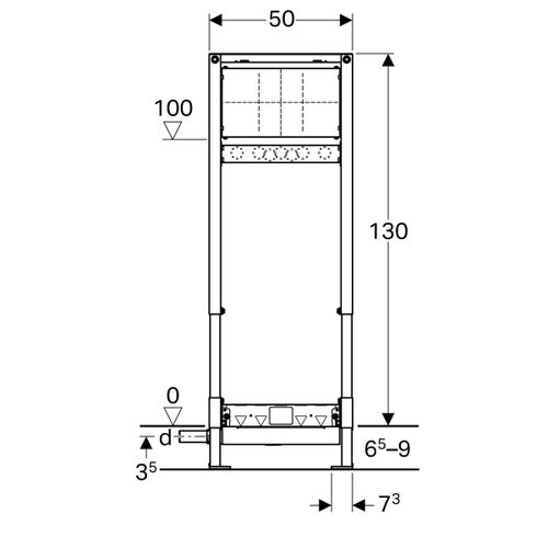 Immagine di Geberit DUOFIX modulo per doccia 130 cm con scarico a parete rubinetteria a parete da incasso per altezza del massetto 65–90 mm a filo dell'imbuto di scarico 111.581.00.1