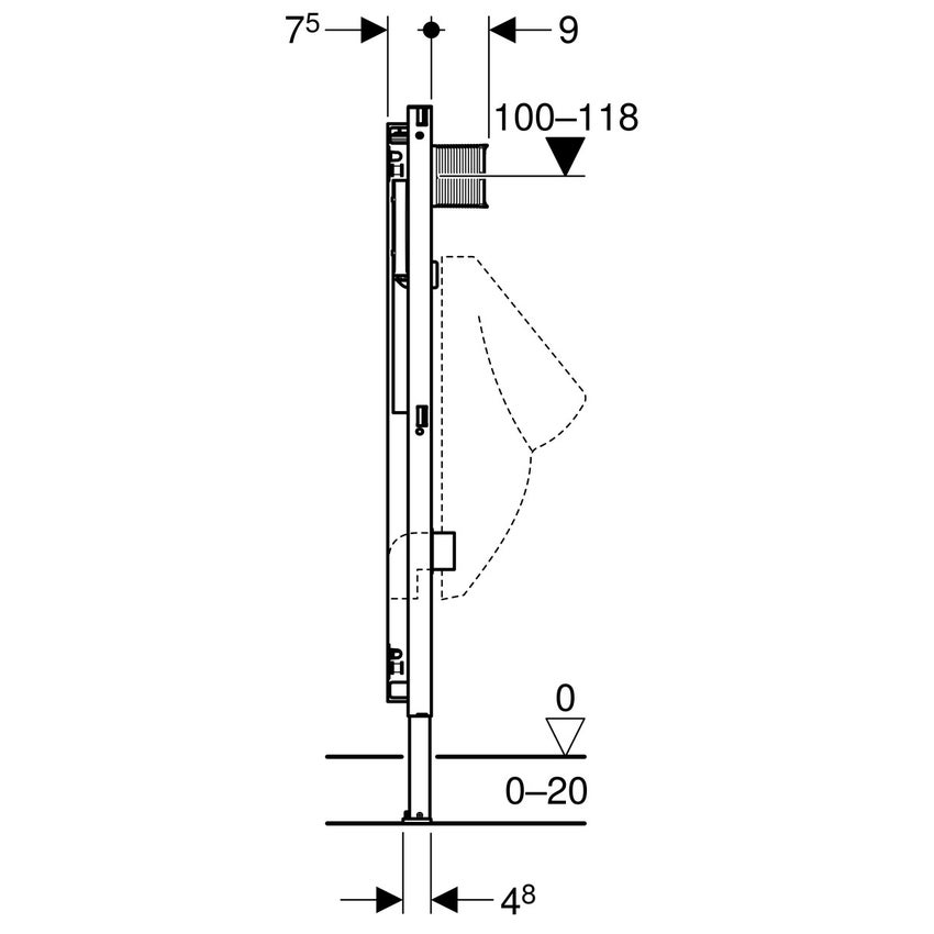 Geberit 111.616.00.1 DUOFIX modulo per orinatoio 112–130 cm universale