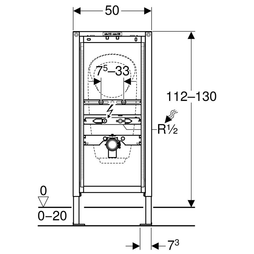 Immagine di Geberit DUOFIX modulo per orinatoio 112–130 cm universale per passo rapido esterno 111.686.00.1
