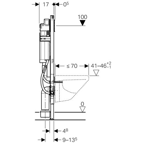 Immagine di Geberit DUOFIX modulo per WC sospeso 112 cm con cassetta di risciacquo da incasso Sigma 12 cm per disabili 111.909.00.5