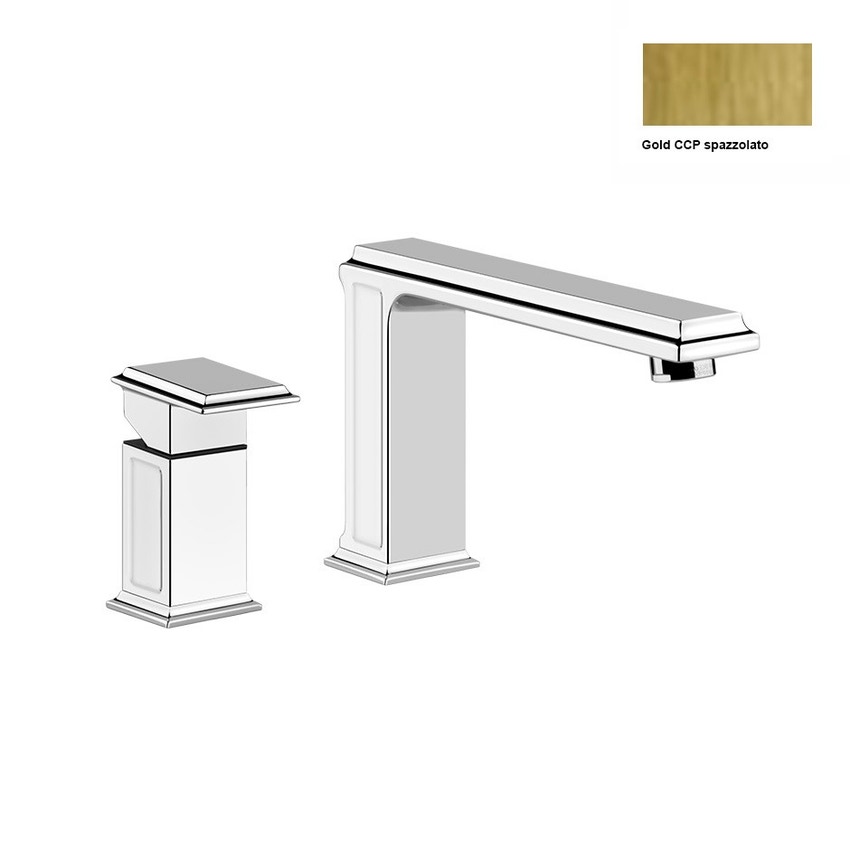 Immagine di Gessi Eleganza Gruppo bordo vasca due fori Gold con bocca di erogazione SENZA scarico 46047#087