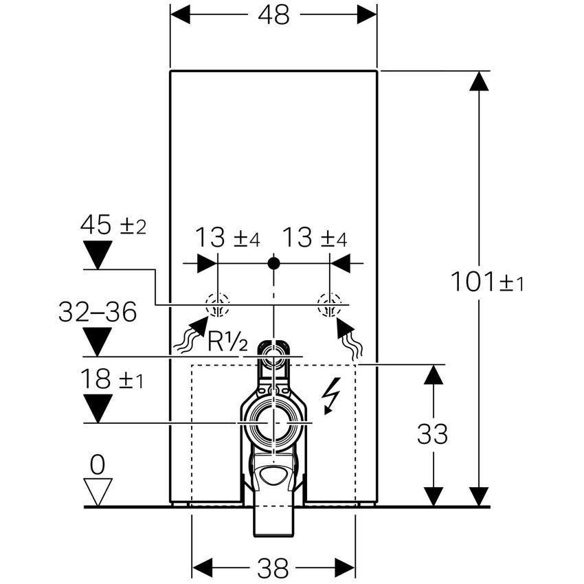 Immagine di Geberit MONOLITH PLUS modulo sanitario per WC a pavimento 101 cm, colore vetro nero 131.202.SJ.5