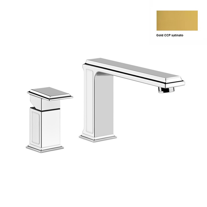 Immagine di Gessi Eleganza Gruppo bordo vasca due fori Gold con bocca di erogazione SENZA scarico 46047#093