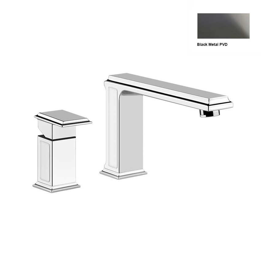 Immagine di Gessi Eleganza Gruppo bordo vasca due fori Black Metal con bocca di erogazione SENZA scarico 46047#706