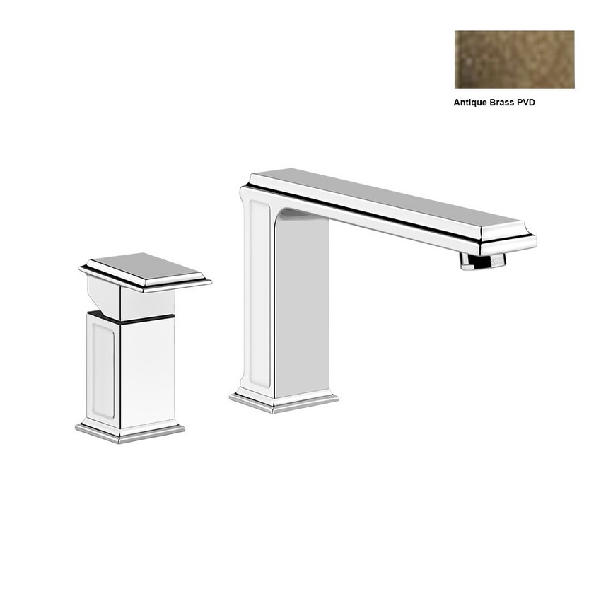 Immagine di Gessi Eleganza Gruppo bordo vasca due fori Antique Brass con bocca di erogazione SENZA scarico 46047#713