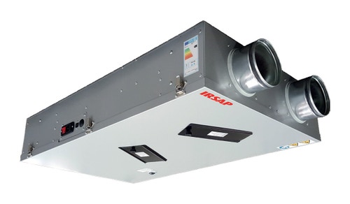 Immagine di Irsap IRSAIR 150 HOR EL BP centrale di ventilazione e recupero calore, a doppio flusso, controllo remoto con pulsanti a membrana, posizionamento orizzontale VMIREH0150B0007