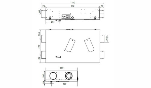 Immagine di Irsap IRSAIR 150 HOR EL BP centrale di ventilazione e recupero calore, a doppio flusso, controllo remoto con pulsanti a membrana, posizionamento orizzontale VMIREH0150B0007