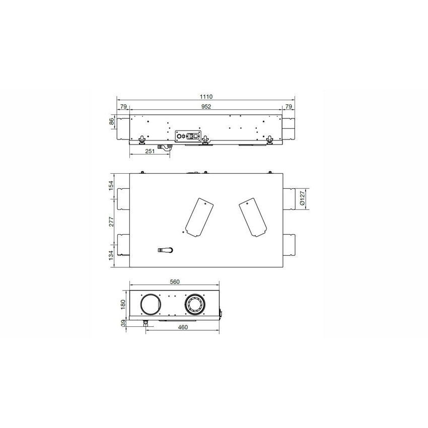 Immagine di Irsap IRSAIR 150 HOR EL BP centrale di ventilazione e recupero calore, a doppio flusso, controllo remoto con pulsanti a membrana, posizionamento orizzontale VMIREH0150B0007