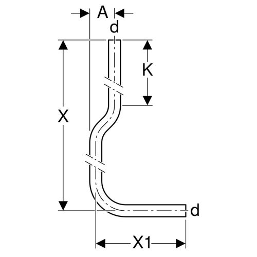 Immagine di Geberit kit curva di risciacquo 90° 156 x 24 cm disassata 119.504.11.1