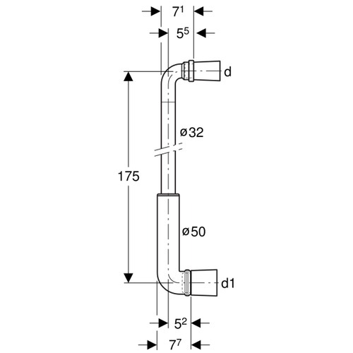 Immagine di Geberit kit curva di risciacquo 90° telescopica con tappo di protezione 119.608.00.1
