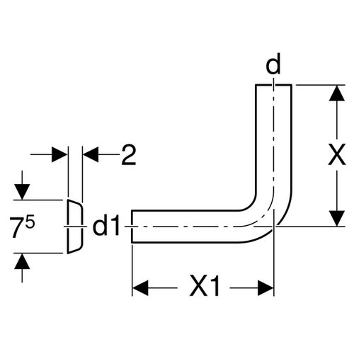 Immagine di Geberit curva di risciacquo 90° ad alta posizione con rosone 119.610.11.1