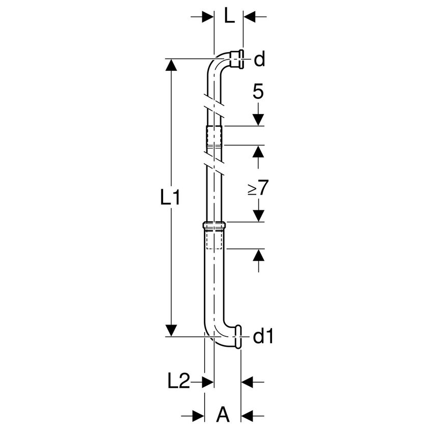 Immagine di Geberit kit curva di risciacquo 90° telescopica con coppelle e tappo di protezione 119.611.16.1
