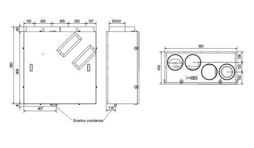 Immagine di Irsap IRSAIR 500 VER C-TOUCH BP centrale di ventilazione e recupero calore, a doppio flusso, controllo remoto Color Touch, posizionamento verticale VMIREV0500B0007