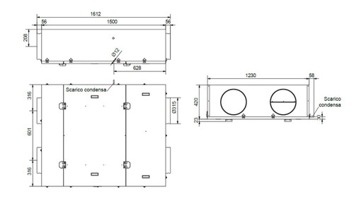 Immagine di Irsap IRSAIR 1200 HOR LCD BP centrale di ventilazione e recupero calore, a doppio flusso, controllo remoto LCD, posizionamento orizzontale VMIREH1200B0001