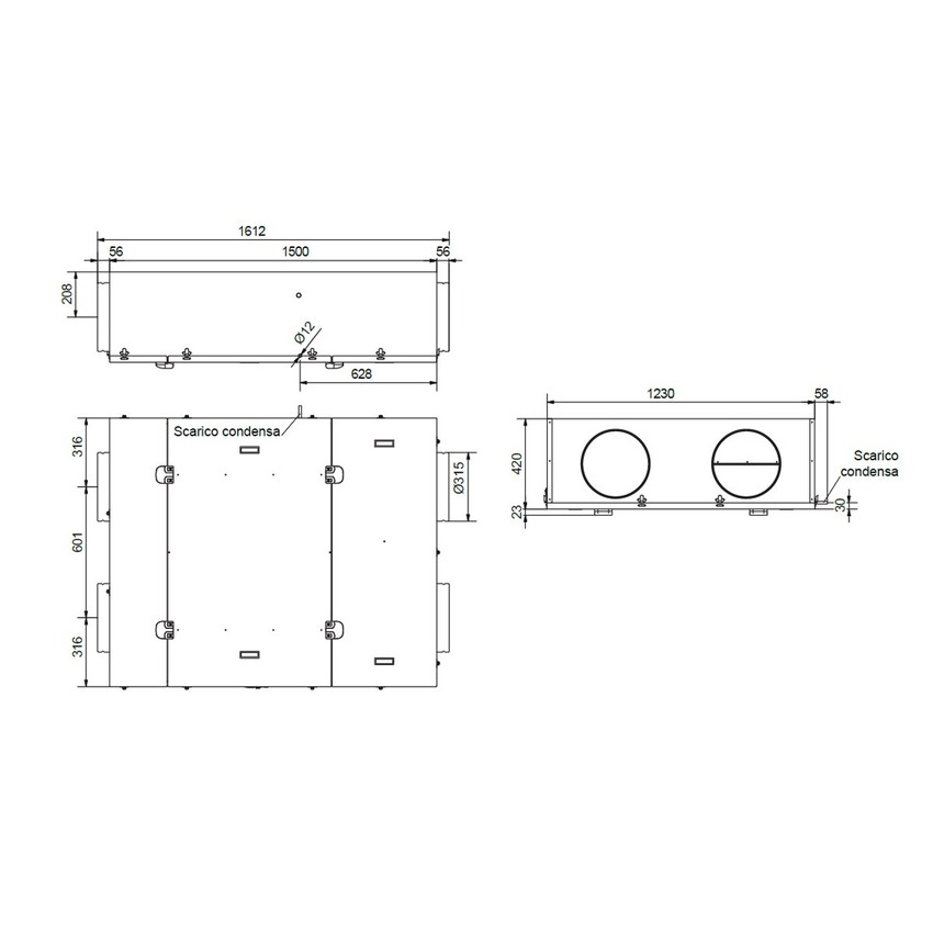 Immagine di Irsap IRSAIR 1200 HOR LCD BP centrale di ventilazione e recupero calore, a doppio flusso, controllo remoto LCD, posizionamento orizzontale VMIREH1200B0001