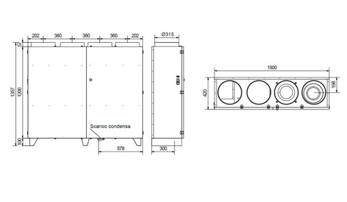 Immagine di Irsap IRSAIR 1200 VER LCD BP centrale di ventilazione e recupero calore, a doppio flusso, controllo remoto LCD, posizionamento verticale VMIREV1200B0001
