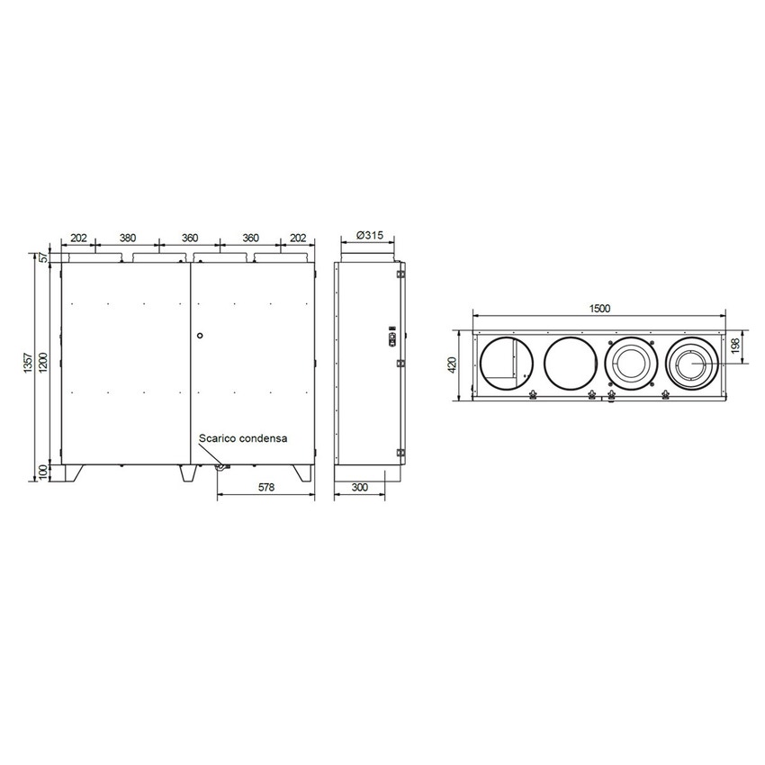 Immagine di Irsap IRSAIR 1200 VER LCD BP centrale di ventilazione e recupero calore, a doppio flusso, controllo remoto LCD, posizionamento verticale VMIREV1200B0001