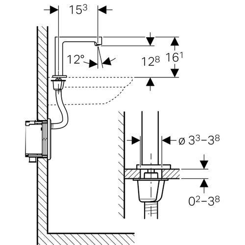 Immagine di Geberit BRENTA rubinetteria per lavabo montaggio a pianale, funzionamento a batteria, per scatola funzionale da incasso senza miscelatore, finitura cromo 116.193.21.1