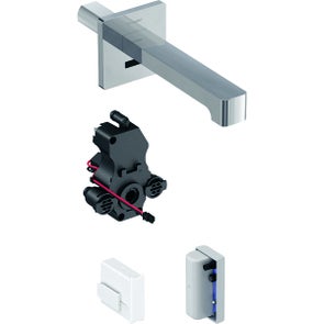 Immagine di Geberit BRENTA rubinetteria per lavabo montaggio a parete, funzionamento tramite generatore, per scatola funzionale da incasso con bocca d'erogazione da 17 mm senza miscelatore finitura cromato lucido 116.275.21.1