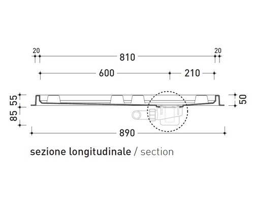 Immagine di Flaminia ALBERO contenitore doccia 89 cm, in ABS per 4 moduli AB4M