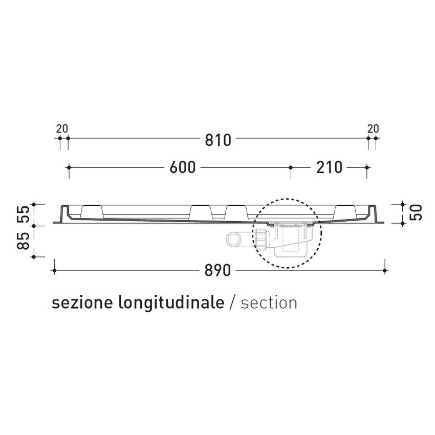 Immagine di Flaminia ALBERO contenitore doccia 89 cm, in ABS per 4 moduli AB4M