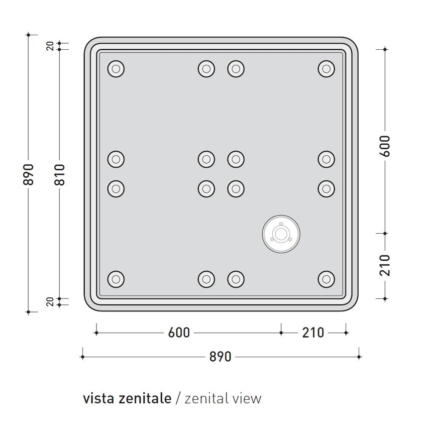Immagine di Flaminia ALBERO contenitore doccia 89 cm, in ABS per 4 moduli AB4M