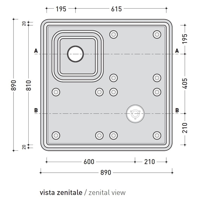 Immagine di Flaminia ALBERO contenitore 4 moduli 89 cm, con sede per colonna doccia AB4A
