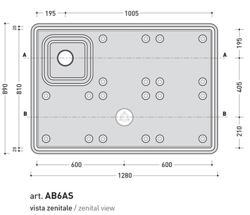 Immagine di Flaminia ALBERO contenitore 6 moduli L.118 P.89 cm, con sede per colonna doccia a sinistra AB6AS