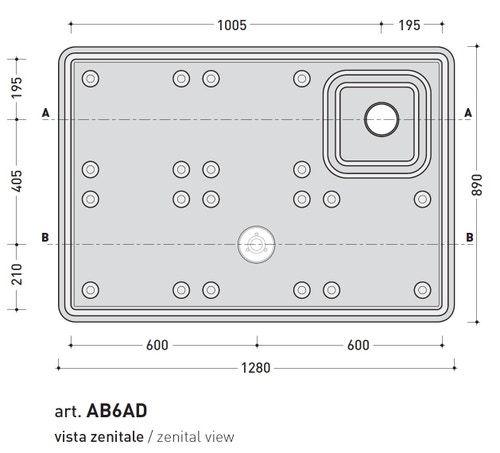 Immagine di Flaminia ALBERO sistema doccia L.118 P.79 cm a destra AB238/C+AB6AD+ABM
