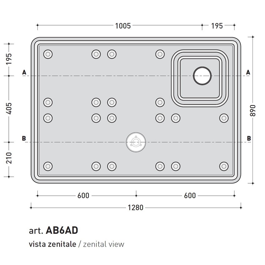 Immagine di Flaminia ALBERO sistema doccia L.118 P.79 cm a destra AB238/C+AB6AD+ABM