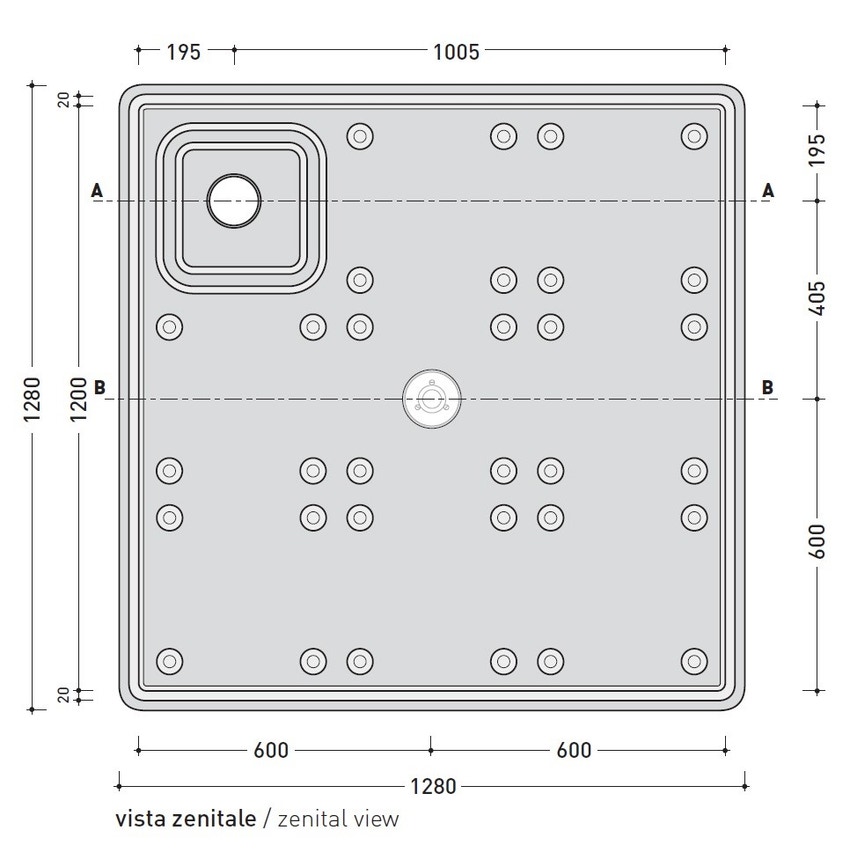 Immagine di Flaminia ALBERO contenitore 9 moduli 128 cm, con sede per colonna doccia AB9A