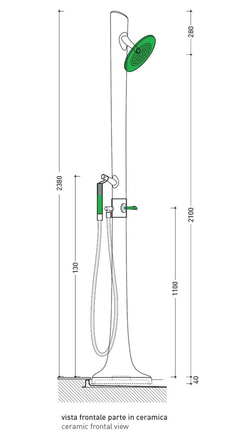 Immagine di Flaminia ALBERO sistema doccia L.118 P.79 cm a destra AB238/C+AB6AD+ABM