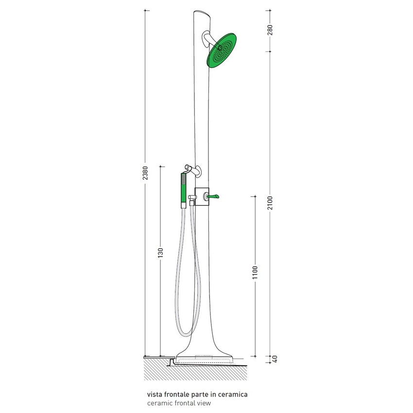 Immagine di Flaminia ALBERO sistema doccia L.118 P.79 cm a destra AB238/C+AB6AD+ABM
