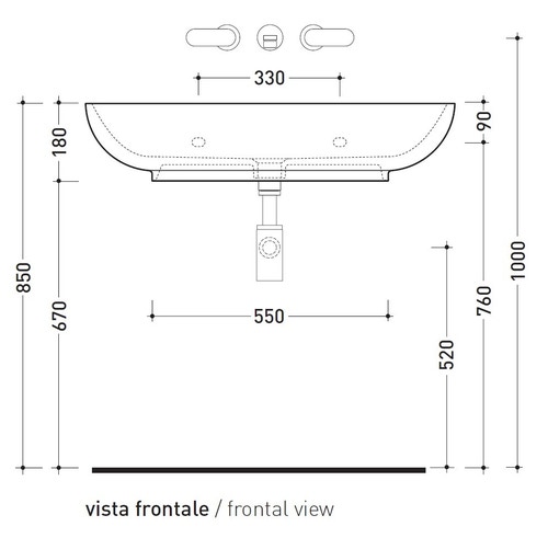 Immagine di Flaminia NUDA 85 lavabo 86 cm sospeso o appoggio senza troppopieno, colore bianco finitura lucido 5080