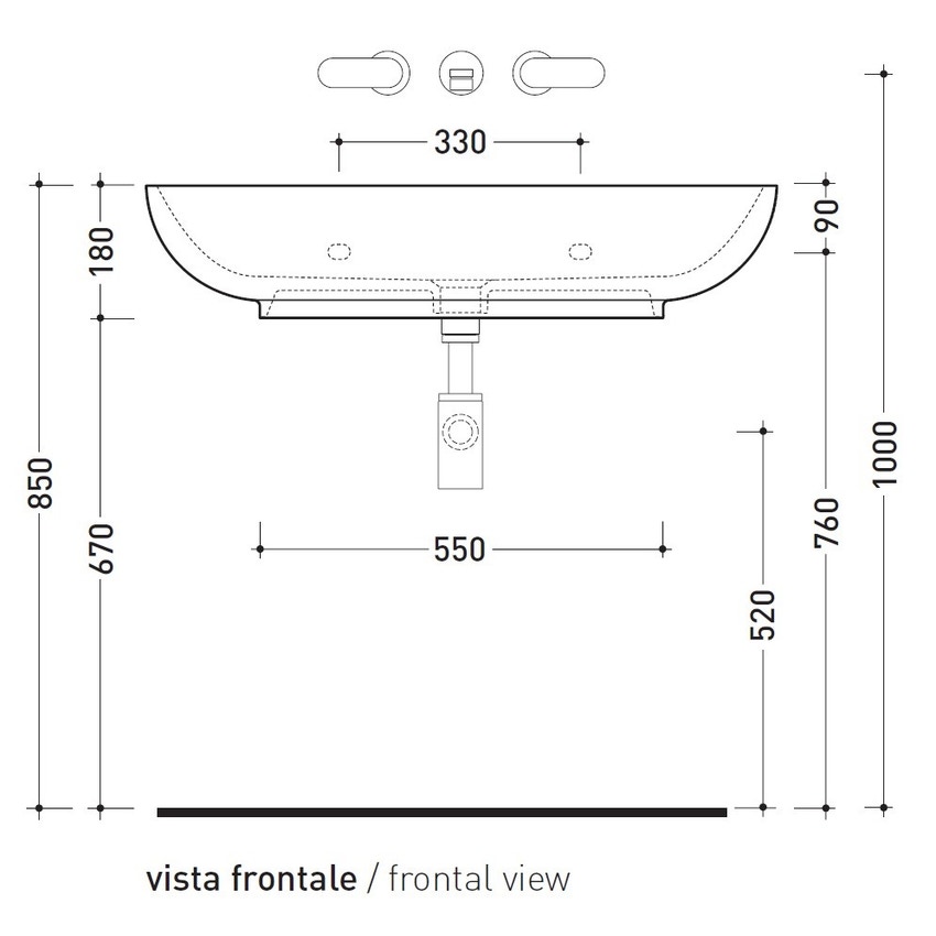 Immagine di Flaminia NUDA 85 lavabo 86 cm sospeso o appoggio senza troppopieno, colore bianco finitura lucido 5080