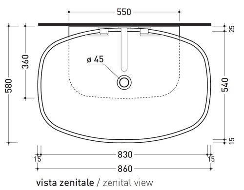 Immagine di Flaminia NUDA 85 lavabo 86 cm sospeso o appoggio senza troppopieno, colore bianco finitura lucido 5080