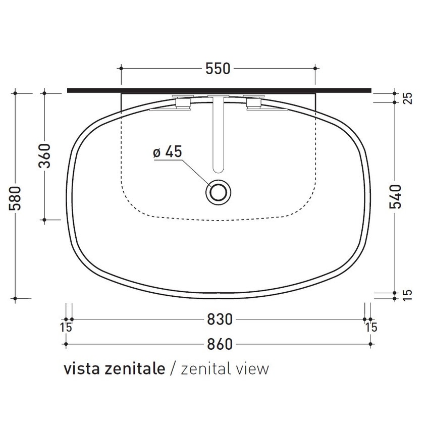 Immagine di Flaminia NUDA 85 lavabo 86 cm sospeso o appoggio senza troppopieno, colore bianco finitura lucido 5080