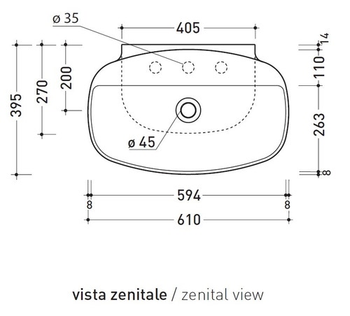 Immagine di Flaminia NUDASLIM 60 lavabo 60 cm da appoggio o sospeso, con troppopieno, colore bianco finitura lucido ND60PR