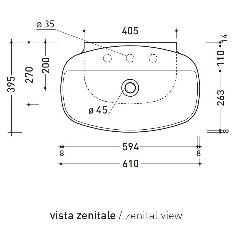 Lavabo da appoggio 60x39 cm Flaminia Nudaslim