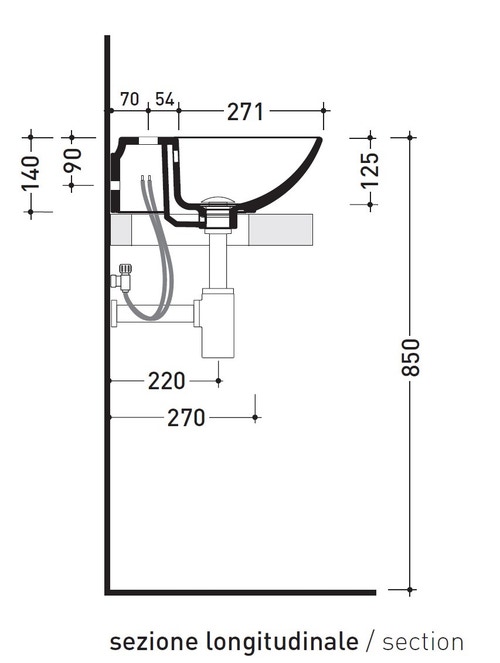 Flaminia ND60PRFAN NUDASLIM 60 lavabo 60 cm da appoggio o sospeso, con  troppopieno, colore fango finitura opaco