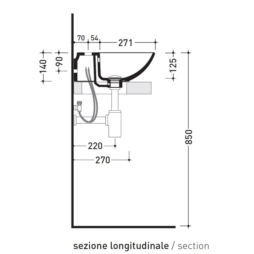 Immagine di Flaminia NUDASLIM 60 lavabo 60 cm da appoggio o sospeso, con troppopieno, colore bianco finitura lucido ND60PR