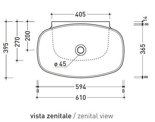 Immagine di Flaminia NUDASLIM lavabo 61 cm da appoggio o sospeso, senza troppopieno, colore bianco finitura lucido ND60L