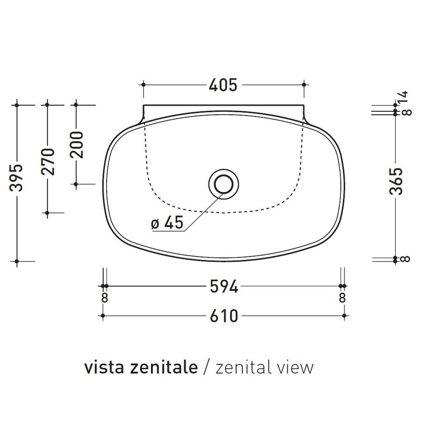 Immagine di Flaminia NUDASLIM lavabo 61 cm da appoggio o sospeso, senza troppopieno, colore bianco finitura lucido ND60L