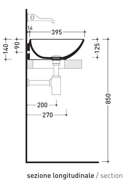 Immagine di Flaminia NUDASLIM lavabo 61 cm da appoggio o sospeso, senza troppopieno, colore bianco finitura lucido ND60L