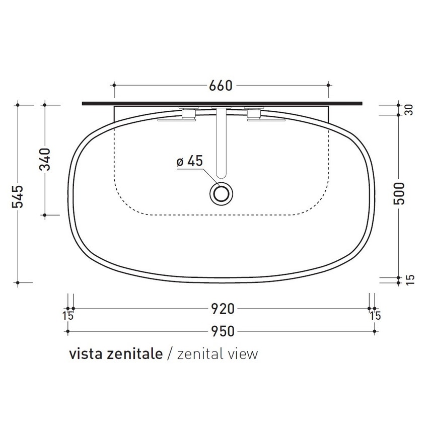 Immagine di Flaminia NUDA 95 lavabo 95 cm sospeso o appoggio senza troppopieno, colore bianco finitura lucido 5082