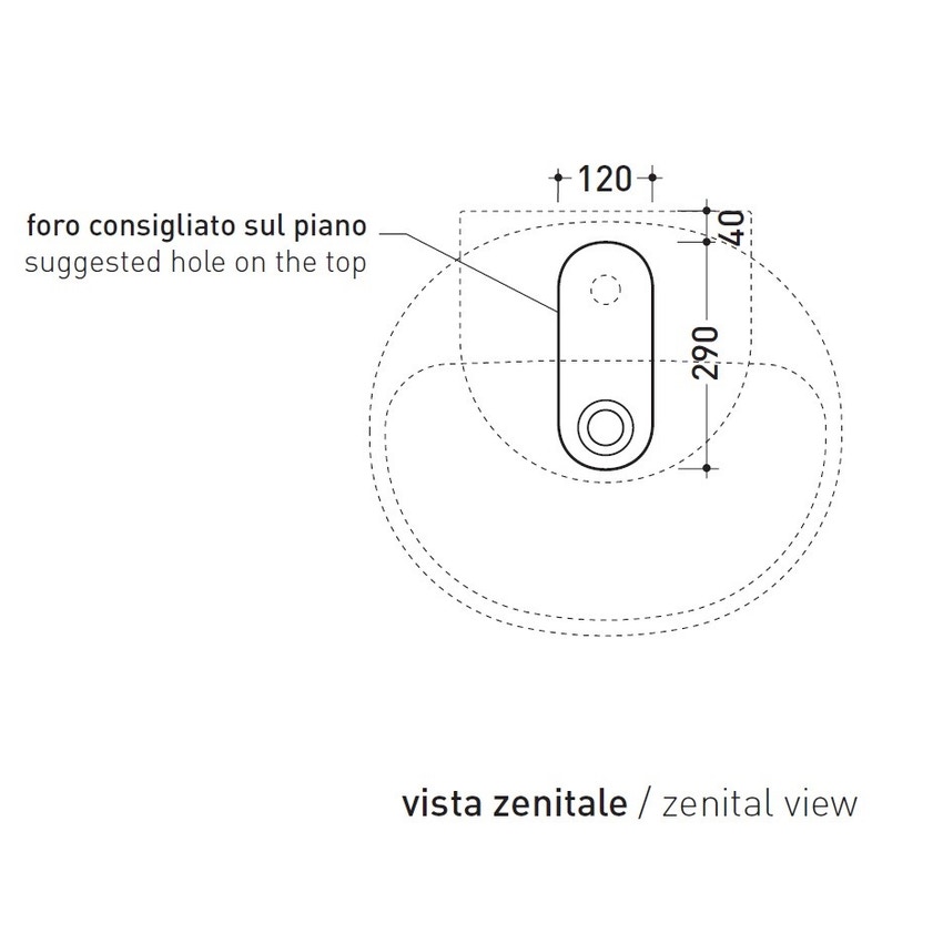 Immagine di Flaminia NUDA 60 lavabo 60 cm sospeso o appoggio monoforo con troppopieno, colore bianco finitura lucido 5083