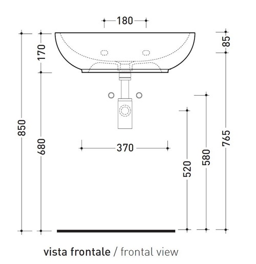 Immagine di Flaminia NUDA 60 lavabo 60 cm sospeso o appoggio monoforo con troppopieno, colore bianco finitura lucido 5083