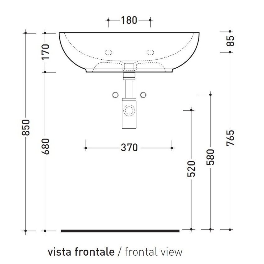 Immagine di Flaminia NUDA 60 lavabo 60 cm sospeso o appoggio monoforo con troppopieno, colore bianco finitura lucido 5083
