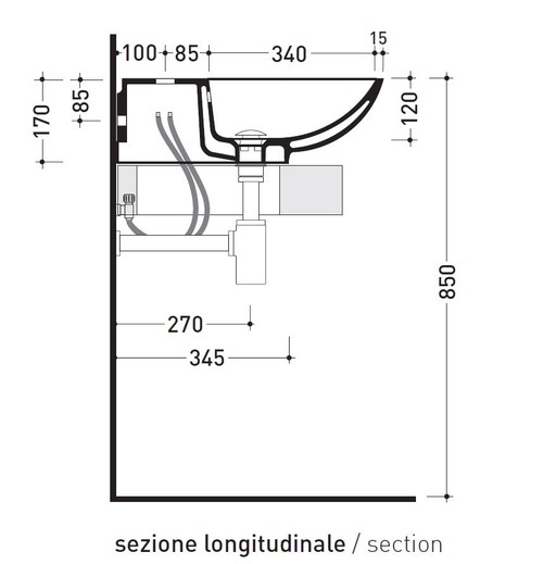 Immagine di Flaminia NUDA 60 lavabo 60 cm sospeso o appoggio monoforo con troppopieno, colore bianco finitura lucido 5083