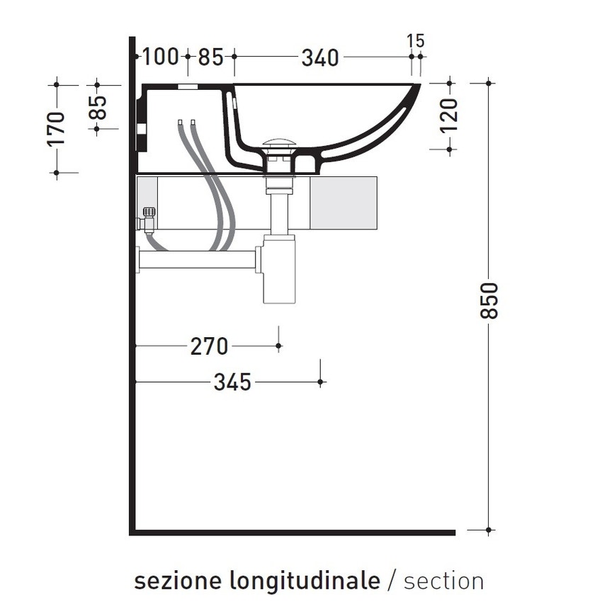 Immagine di Flaminia NUDA 60 lavabo 60 cm sospeso o appoggio monoforo con troppopieno, colore bianco finitura lucido 5083